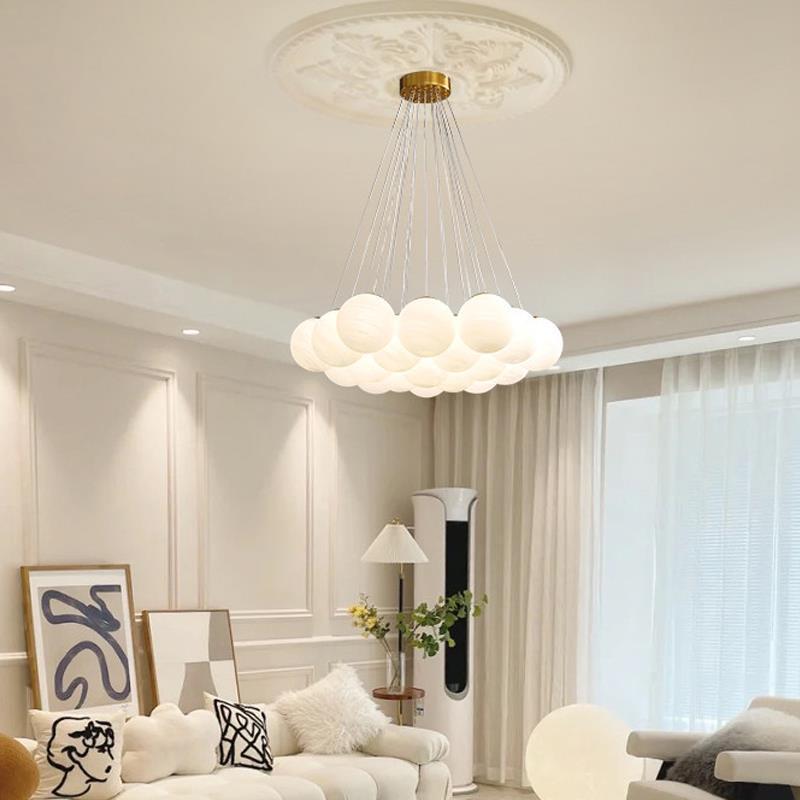 Lustre LED à globes, inspiration lune et planètes