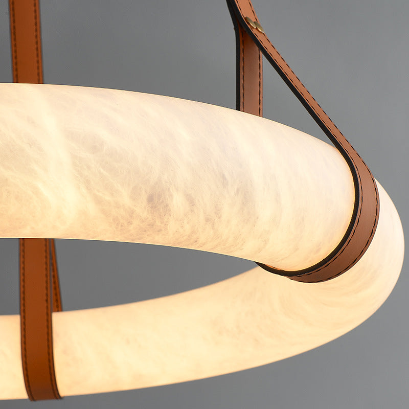 Lustre LED contemporain en composite effet marbre