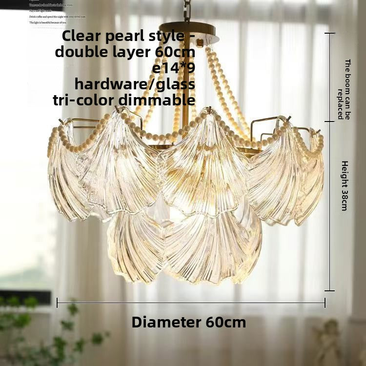 Lustre en verre à étages, motifs coquillages