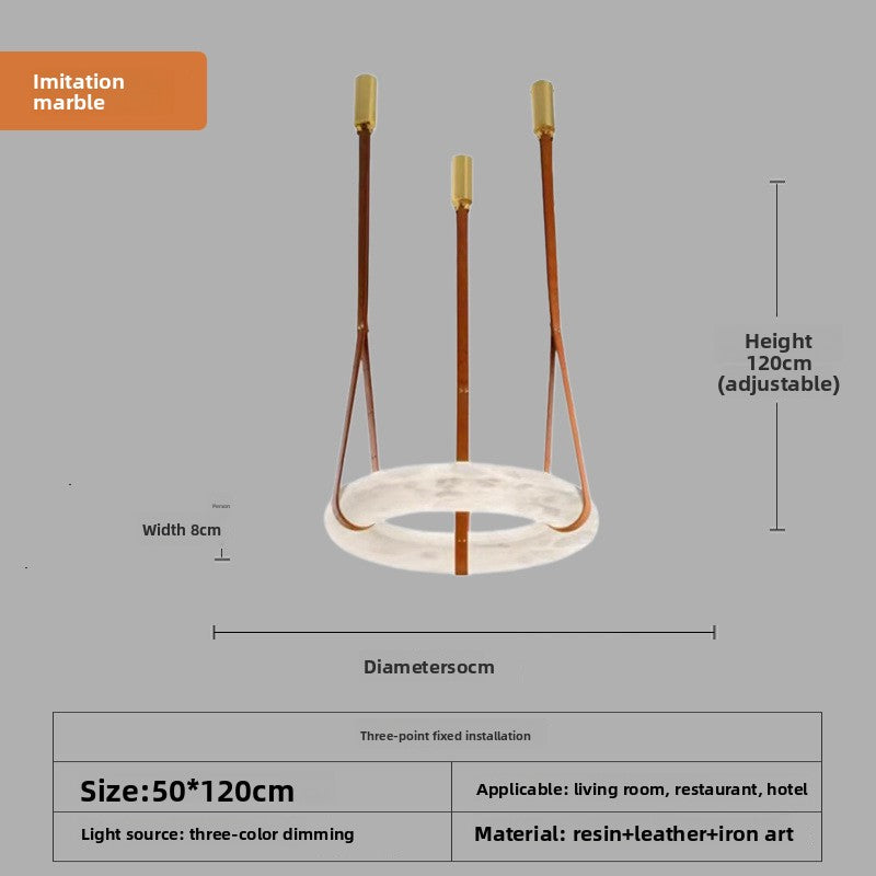 Lustre LED contemporain en composite effet marbre