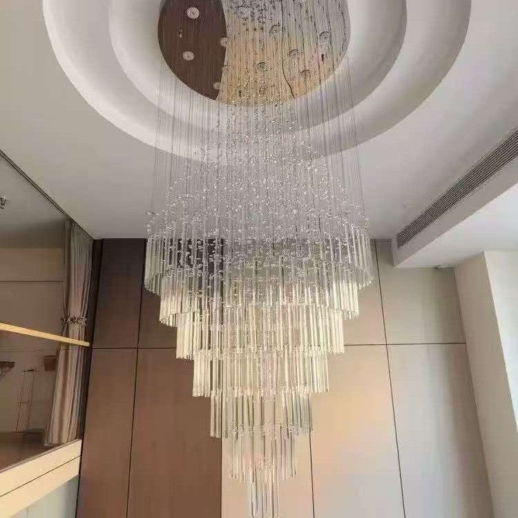 Lustre octogonal en cristal pour grande hauteur