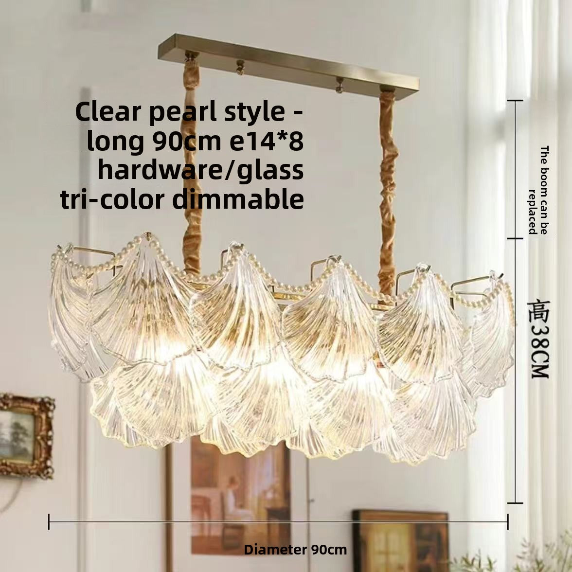 Lustre en verre à étages, motifs coquillages