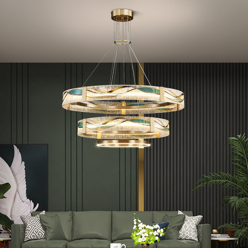 Lustre en cuivre, finitions émail, diamant ou ambre