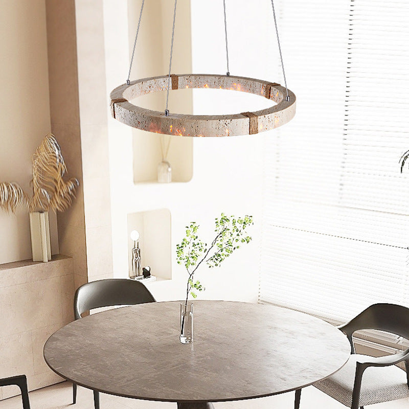 Suspension LED en travertin, inspiration japonaise