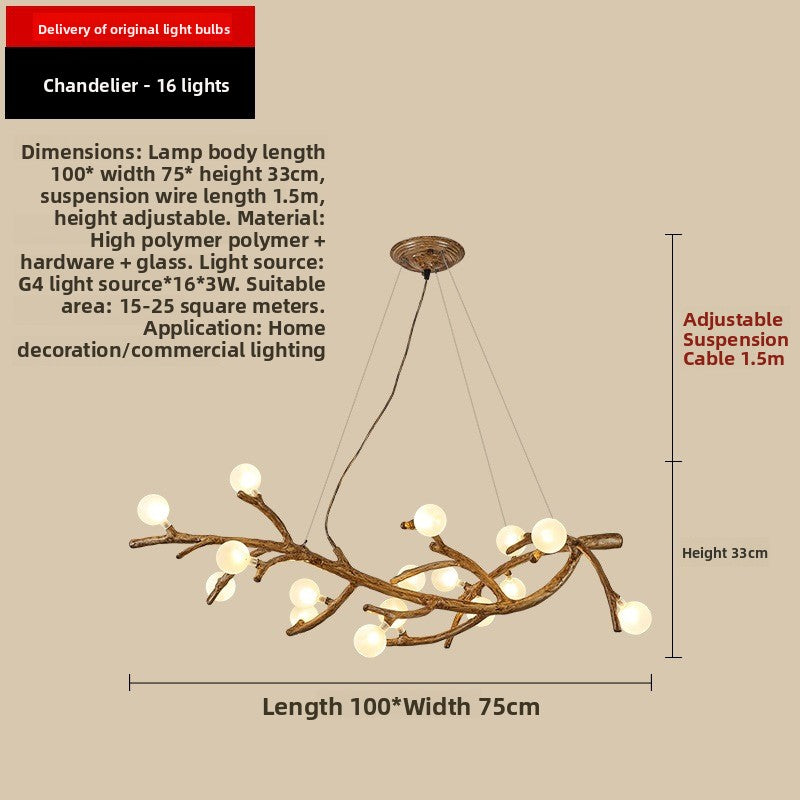 Lustre LED sculptural à branches en résine