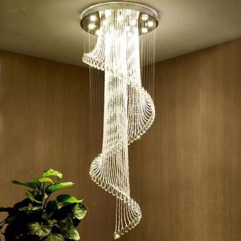 Lustre vertical en cristal et acier inoxydable