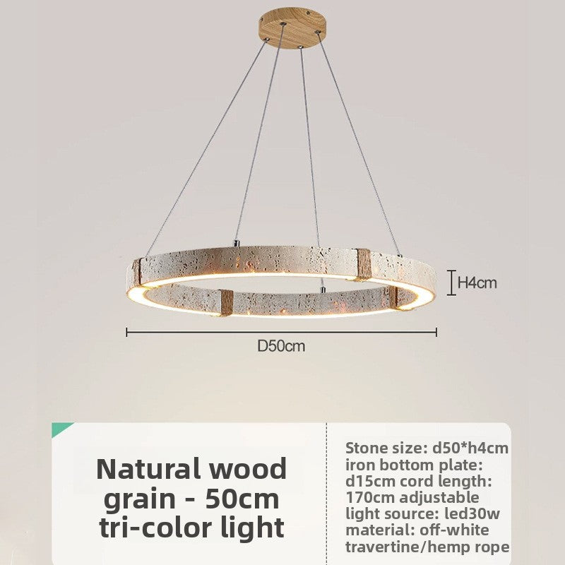 Suspension LED en travertin, inspiration japonaise