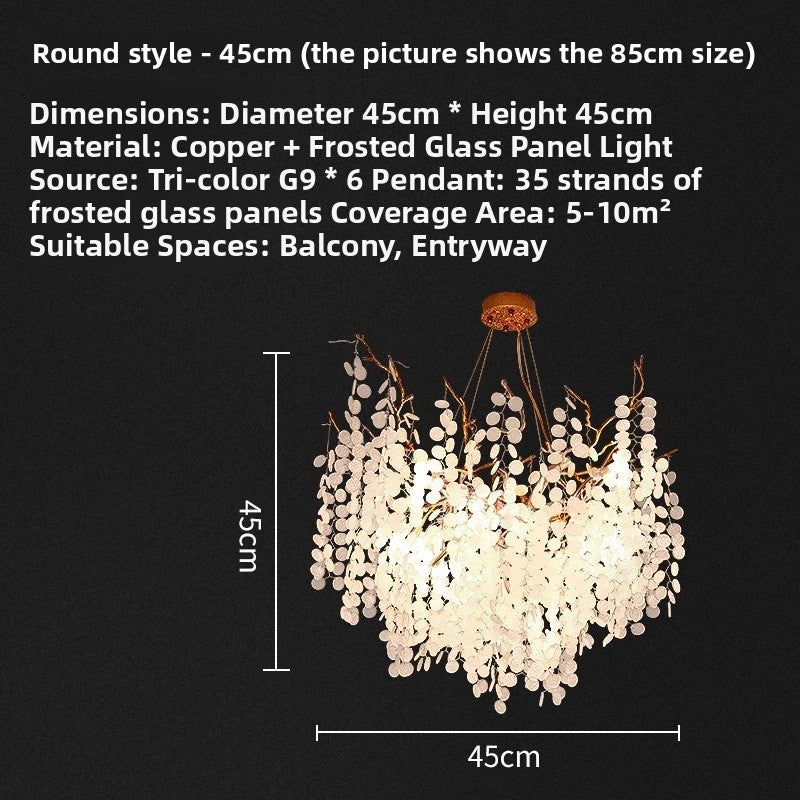 Lustre à branches en cuivre et cristaux