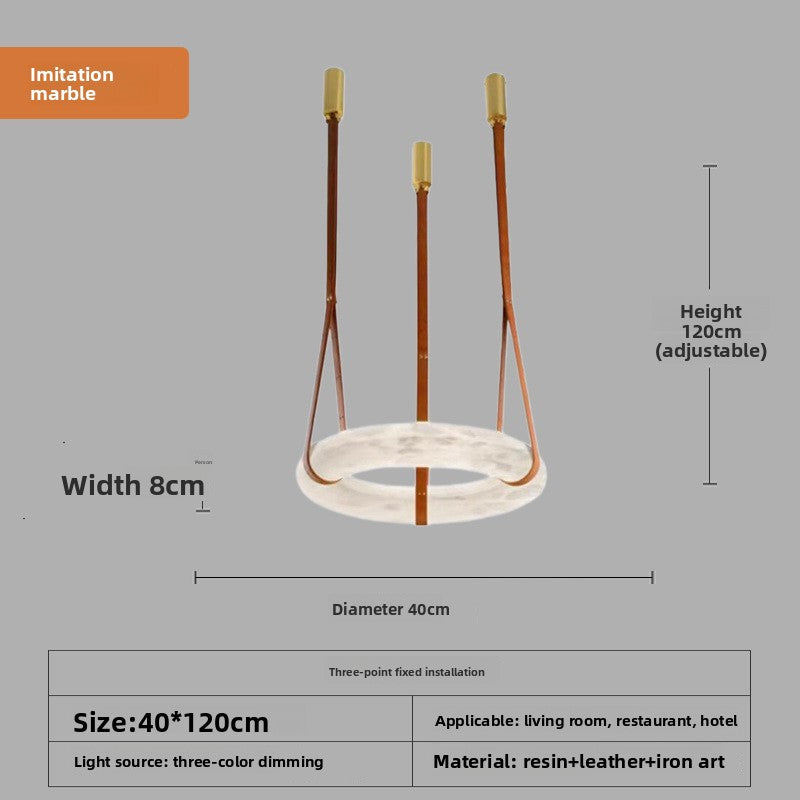 Lustre LED contemporain en composite effet marbre