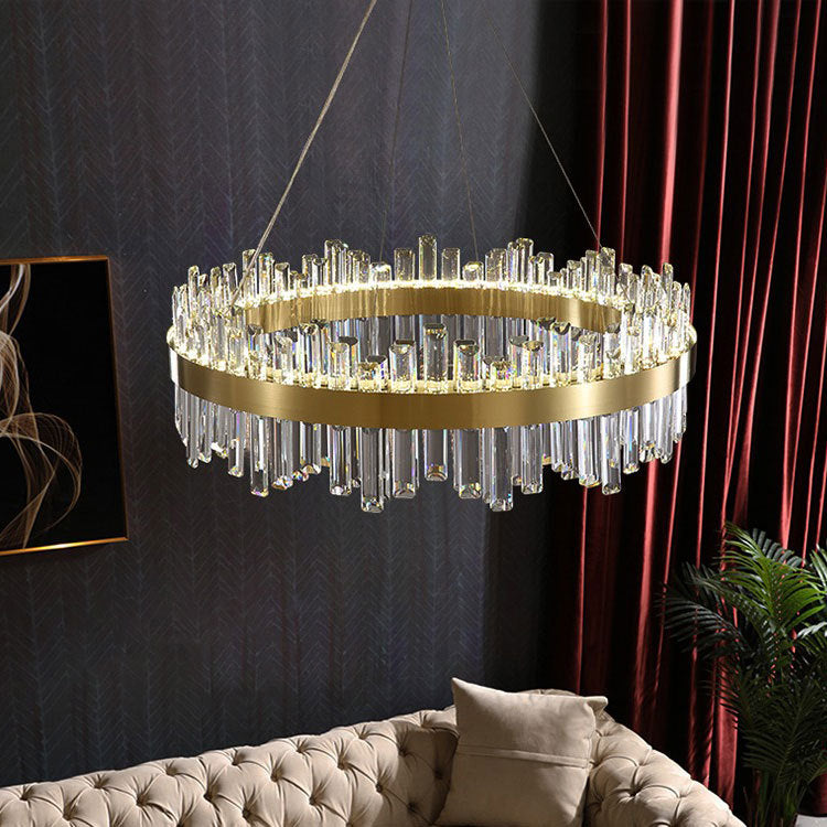 Lustre LED rond en cristal, diamètre 60 cm
