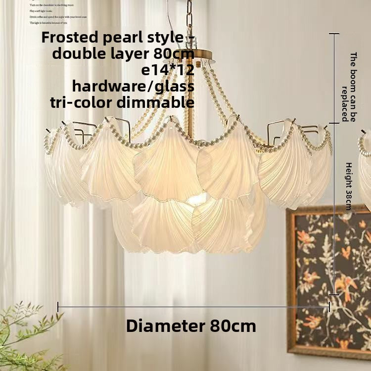 Lustre en verre à étages, motifs coquillages