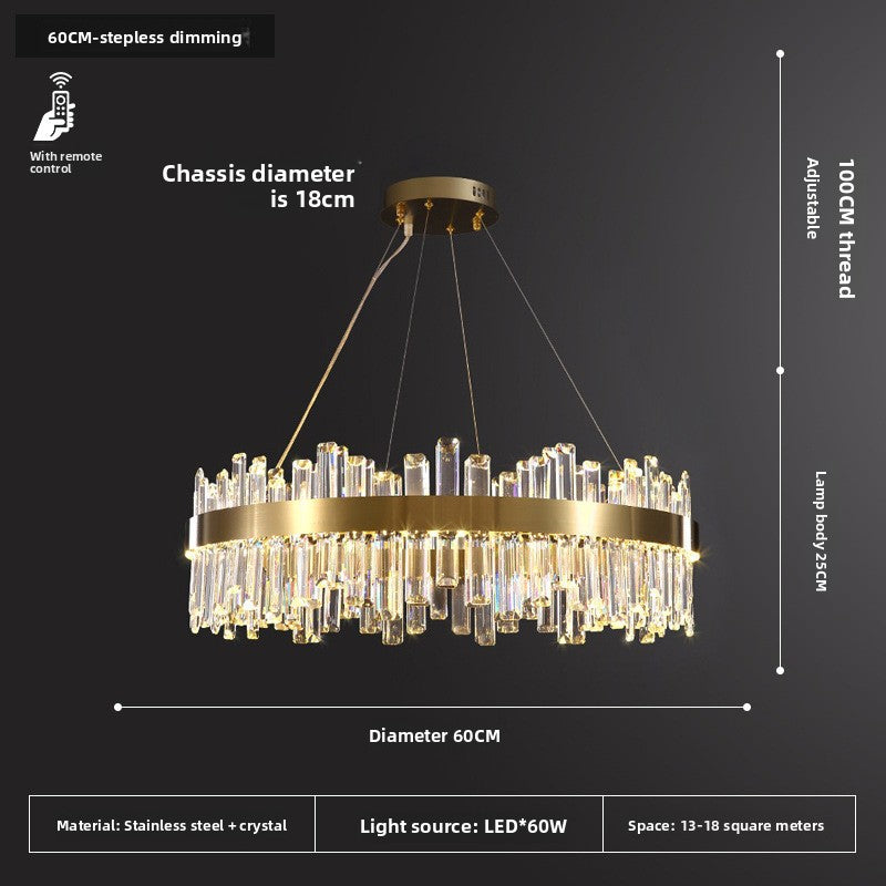 Lustre LED rond en cristal, diamètre 60 cm