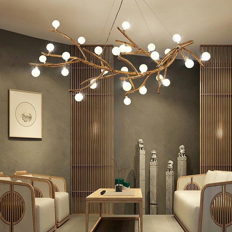 Lustre LED sculptural à branches en résine