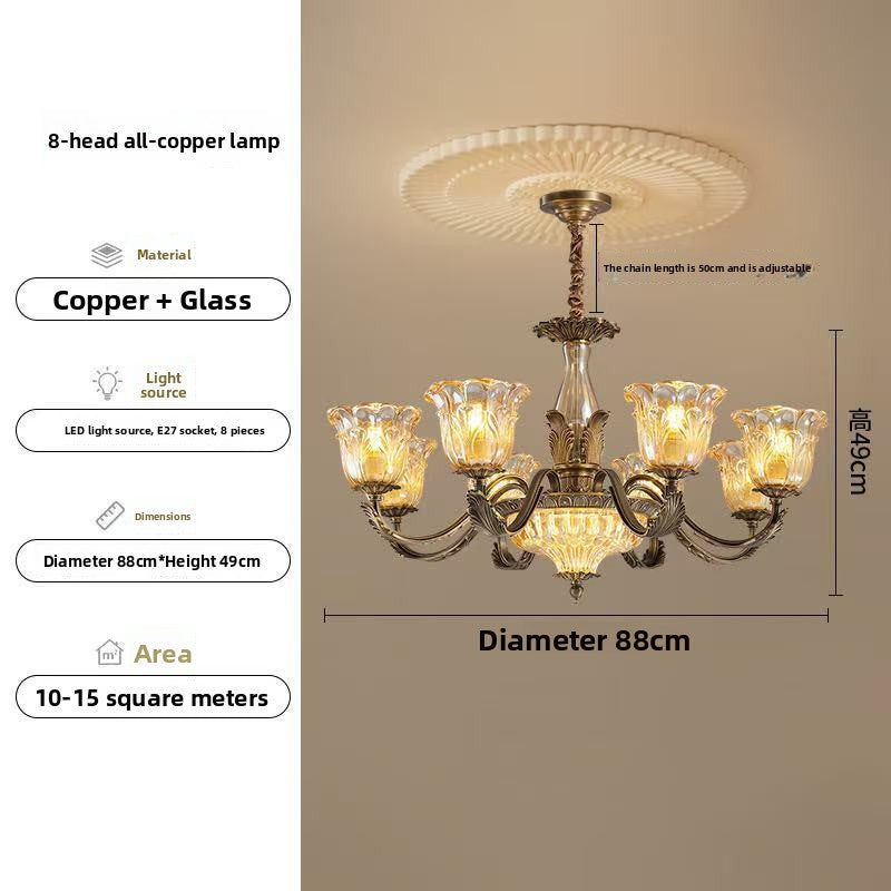 Lustre rétro en cuivre et verre