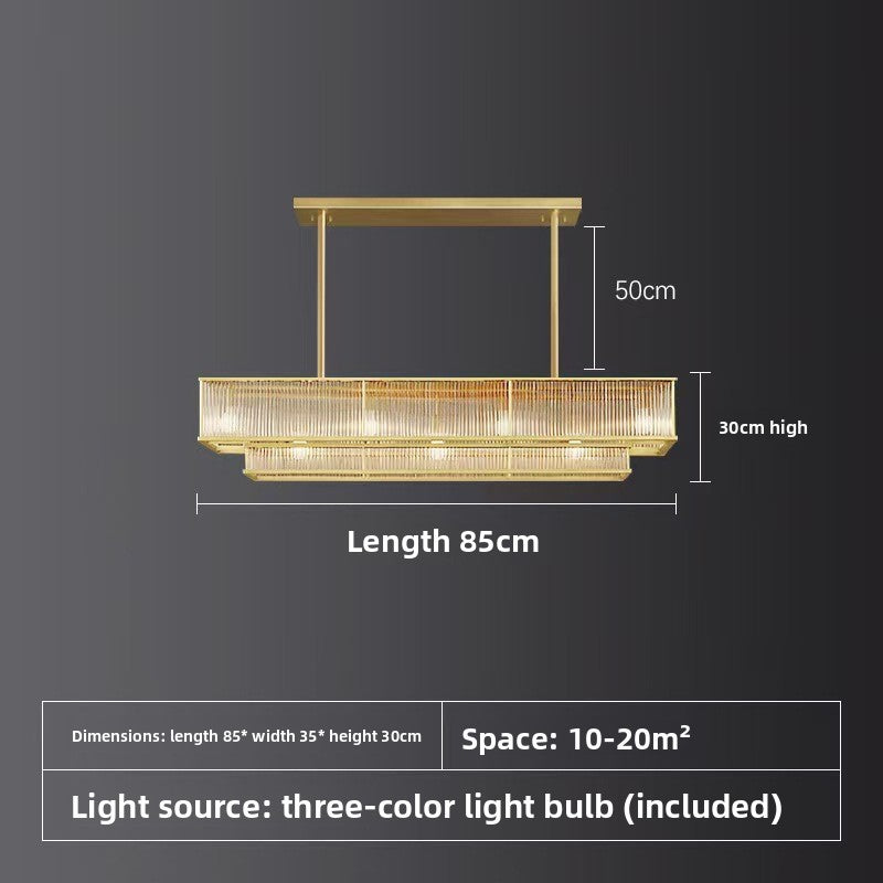 Lustre contemporain à cristaux et tiges de verre