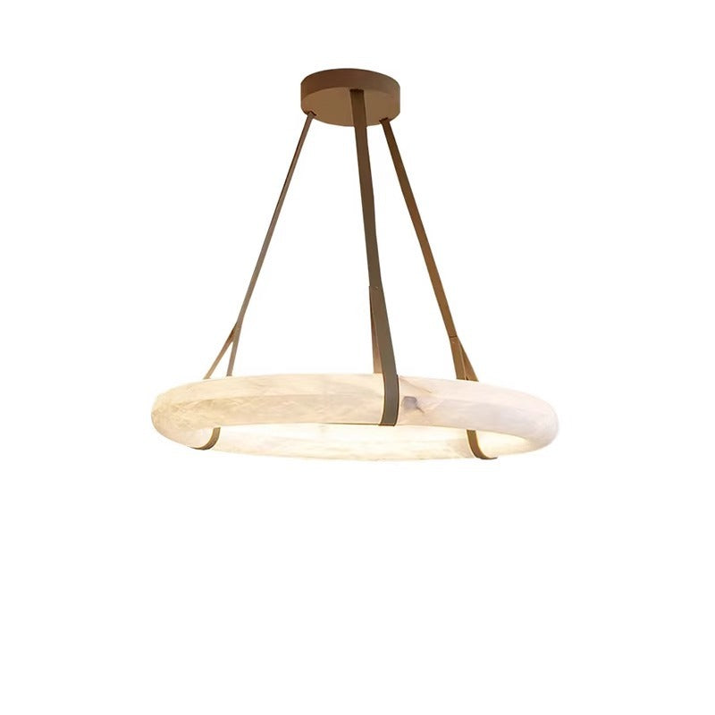 Lustre LED contemporain en composite effet marbre
