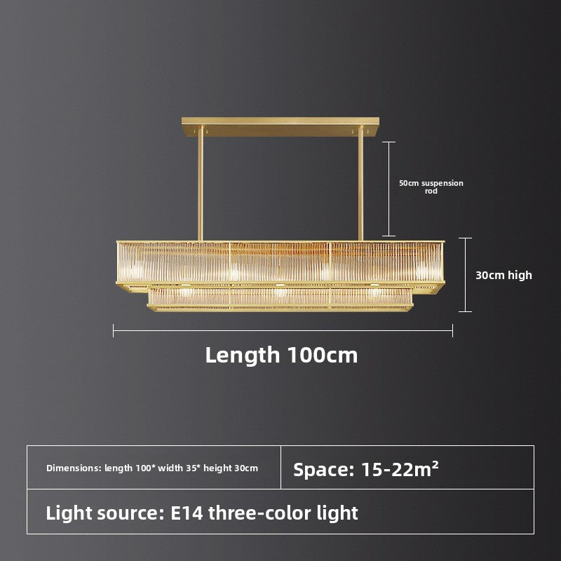 Lustre contemporain à cristaux et tiges de verre