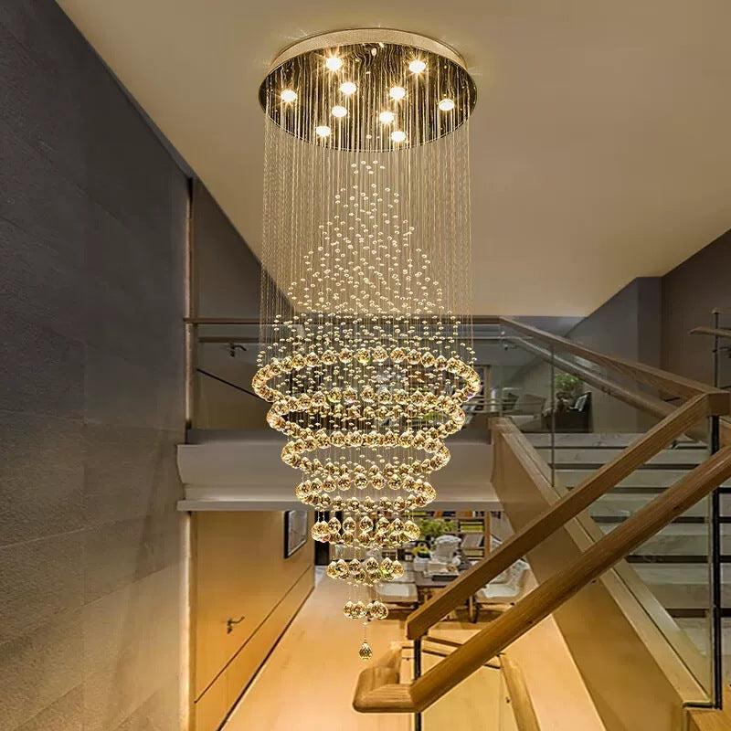 Lustre en cristal grande hauteur, trois teintes