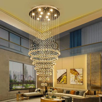 Lustre en cristal grande hauteur, trois teintes