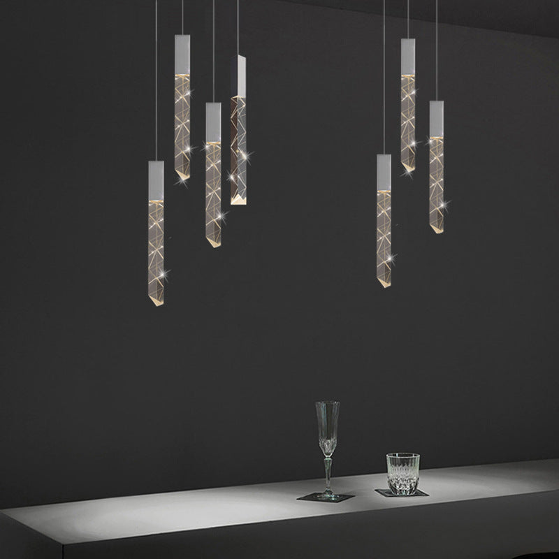 Lustre LED noir en cristal avec télécommande