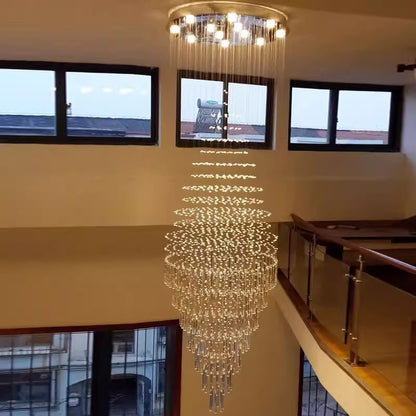 Lustre octogonal en cristal pour grande hauteur