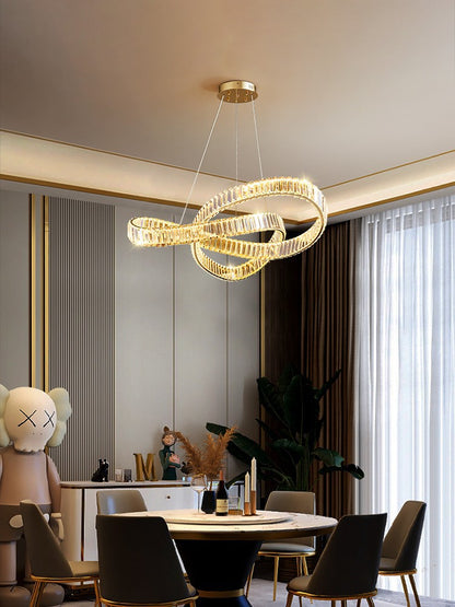 Lustre LED rond en cristal K9, trois teintes