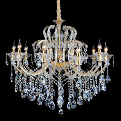 Lustre classique à branches et décors en cristal