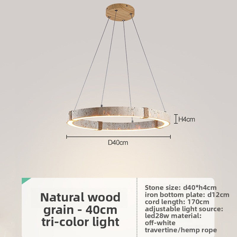 Suspension LED en travertin, inspiration japonaise