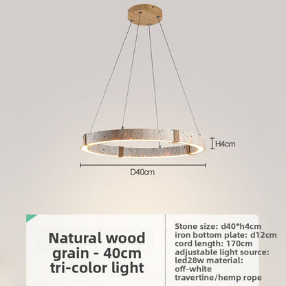 Suspension LED en travertin, inspiration japonaise