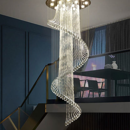 Lustre vertical en cristal et acier inoxydable