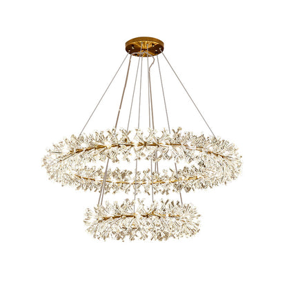 Lustre floral à pétales de cristal et de verre