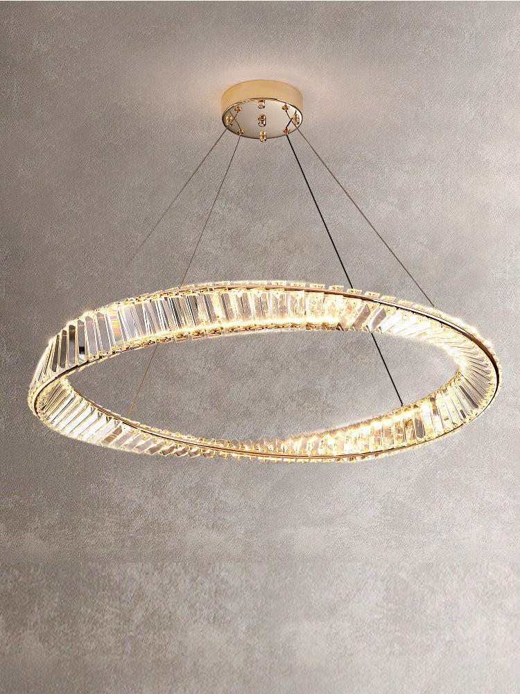Lustre LED rond en cristal K9, trois teintes