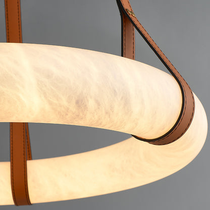 Lustre LED contemporain en composite effet marbre