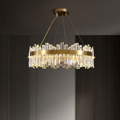 Lustre LED rond en cristal, diamètre 60 cm