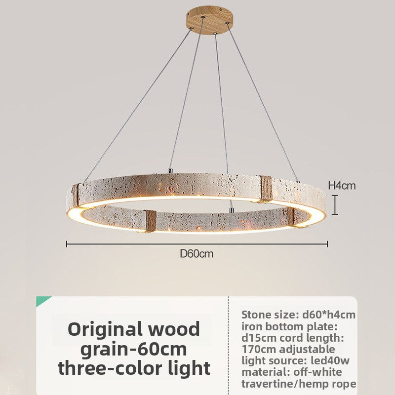 Suspension LED en travertin, inspiration japonaise