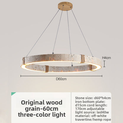 Suspension LED en travertin, inspiration japonaise