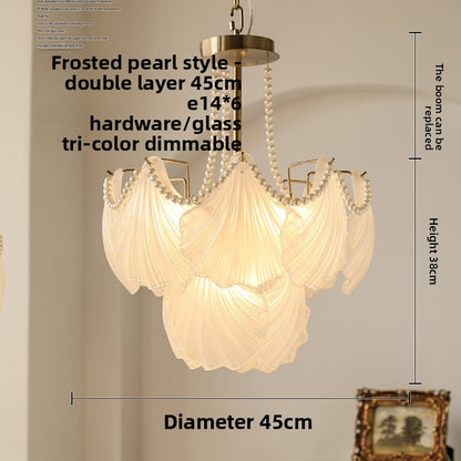 Lustre en verre à étages, motifs coquillages