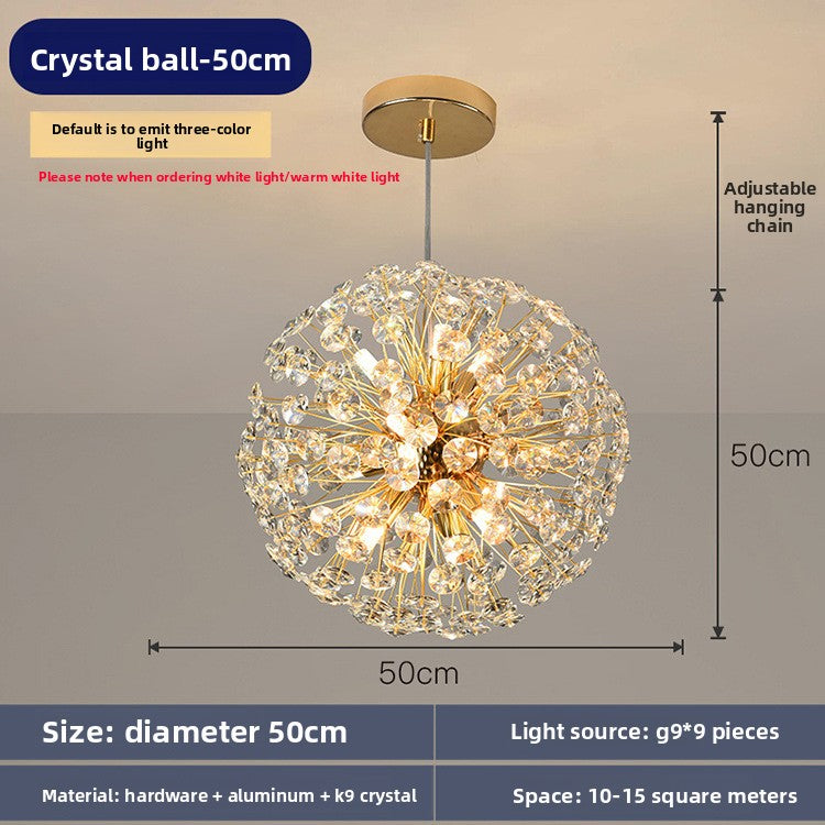 Lustre sphérique en cristal, style contemporain