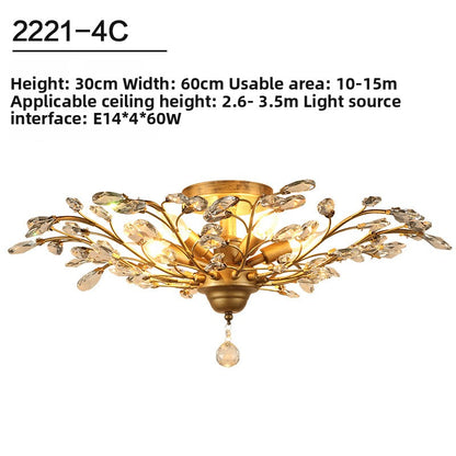 Lustre vintage à branches et cristaux