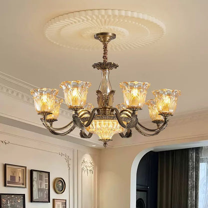 Lustre rétro en cuivre et verre