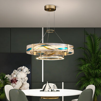 Lustre en cuivre, finitions émail, diamant ou ambre