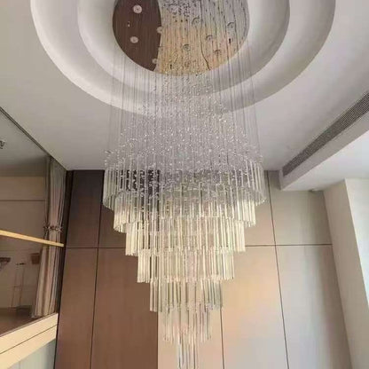 Lustre octogonal en cristal pour grande hauteur
