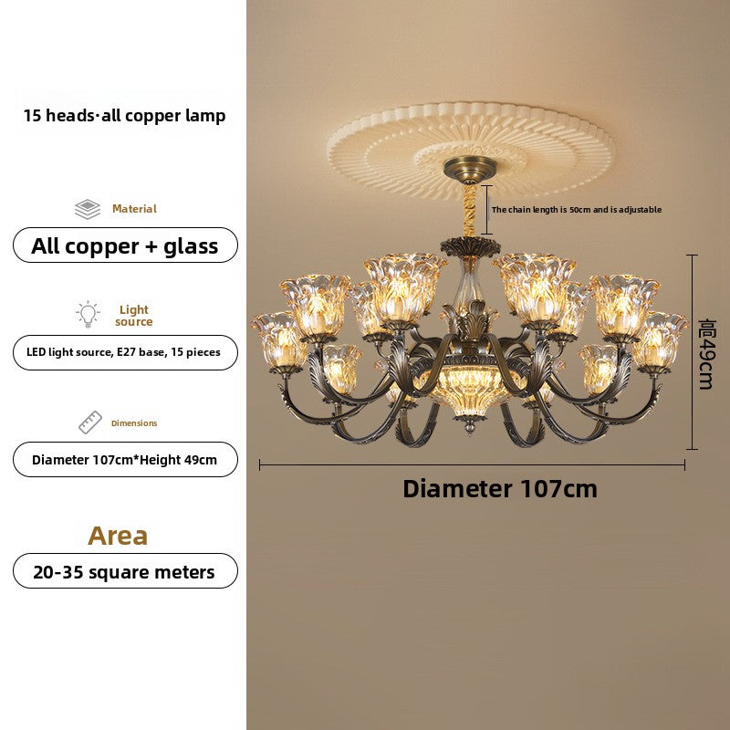 Lustre rétro en cuivre et verre