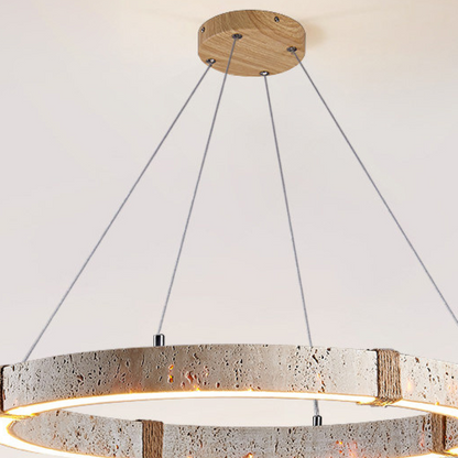Suspension LED en travertin, inspiration japonaise