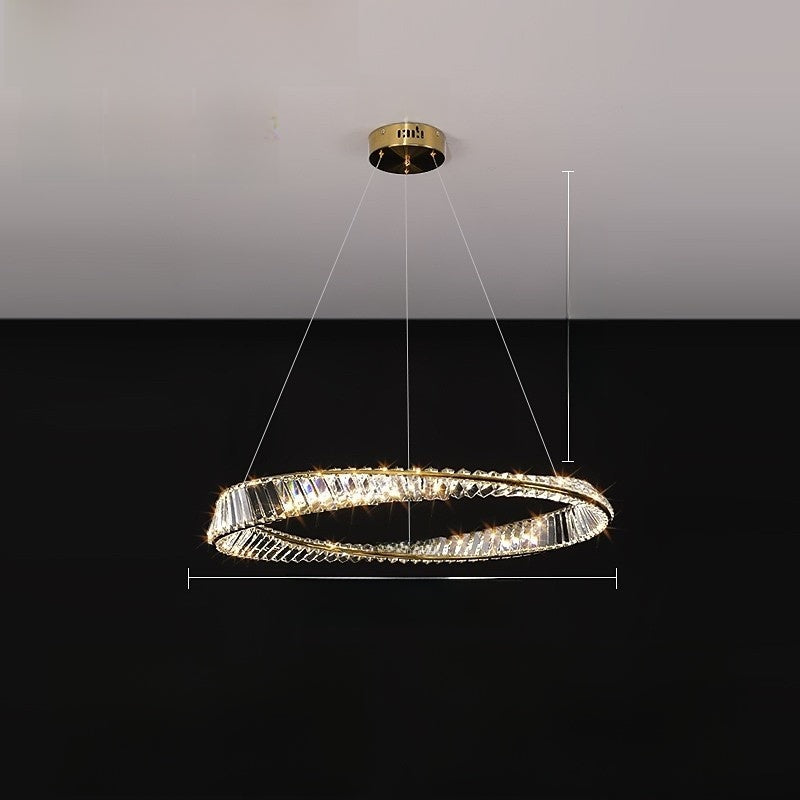 Lustre LED rond en cristal K9, trois teintes