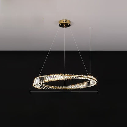 Lustre LED rond en cristal K9, trois teintes
