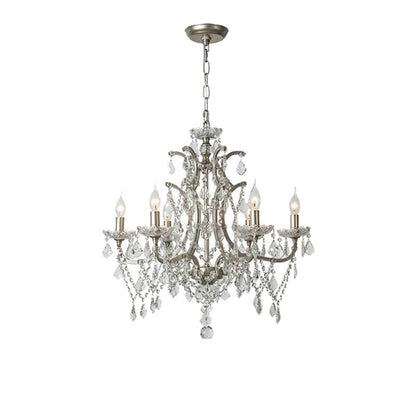 Lustre en cristal à abat-jour en tissu, style rétro