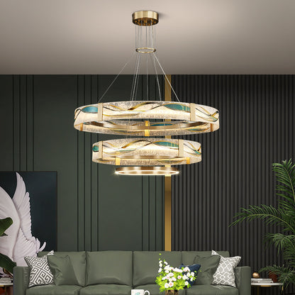 Lustre en cuivre, finitions émail, diamant ou ambre