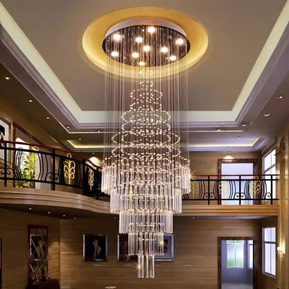 Lustre octogonal en cristal pour grande hauteur