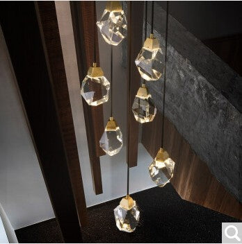 Lustre LED en cuivre et cristal, 7 lumières
